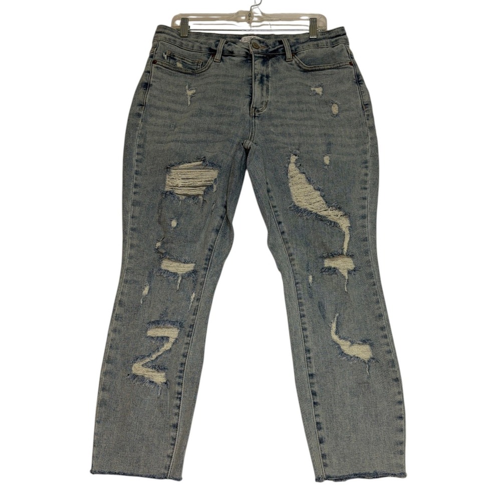 Judy Blue Distressed Skinny Jeans JB88431 LT-CO Light Wash Size 14W Distressed